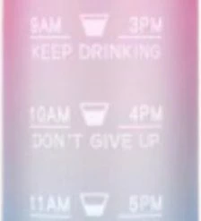 MT Deals - Waterfles Met Rietje - 1 Liter - 1L - Pink - Roze - Blauw - Blue - Water Fles - Water Bottle - Drink Voldoende Water - Maattabel - Kinderen En Volwassenen