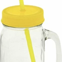 Masonjar 4x Stuks Glazen Mason Jar Drinkbekers Kunstof Schroefdeksel En Rietje 400 Ml - Fruit Shakes -Stroller shop 392x840 3