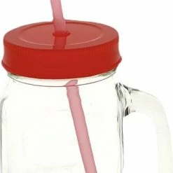 Masonjar 4x Stuks Glazen Mason Jar Drinkbekers Kunstof Schroefdeksel En Rietje 400 Ml - Fruit Shakes -Stroller shop 392x840 4