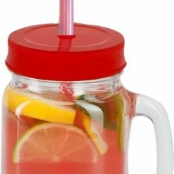 Masonjar 4x Stuks Glazen Mason Jar Drinkbekers Kunstof Schroefdeksel En Rietje 400 Ml - Fruit Shakes -Stroller shop 423x840 2