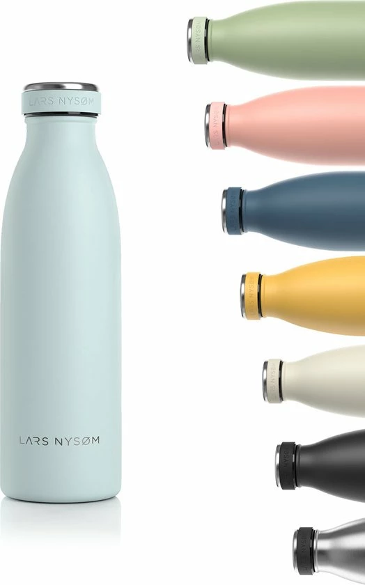 LARS NYSØM Roestvrijstalen Drinkfles 'Ren' 500ml Whispering Blue 3 LARS NYSØM Roestvrijstalen Drinkfles 'Ren' 500ml Whispering Blue