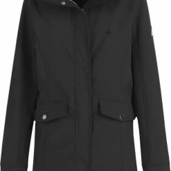 BJØRNSON YLVA Softshell Jas 4 Seizoenen Dames - Winddicht - Fleece Gevoerd - Capuchon - Tussenjas - Damesjas - Maat 48 - Zwart