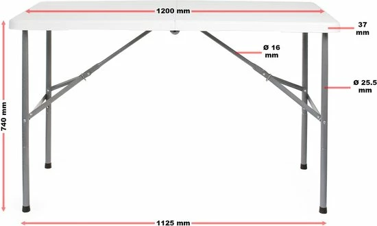 Toboli Klaptafel 120x60x74cm Campingtafel Wit; Bijzettafel, Inklapbare Tafel - Multistrobe 6 Toboli Klaptafel 120x60x74cm Campingtafel Wit; Bijzettafel, Inklapbare Tafel - Multistrobe - Afbeelding 4