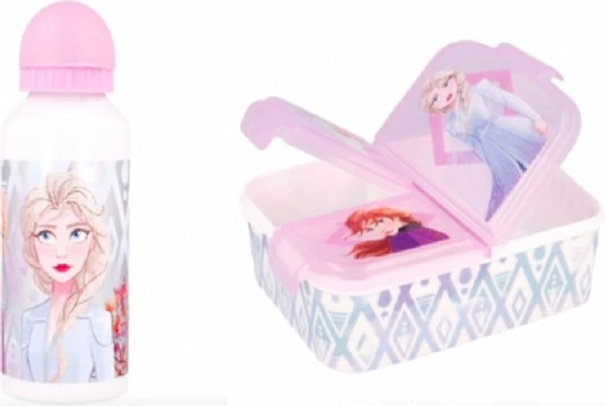 Stor Disney Frozen Multi Brooddoos/broodtrommel + Aluminium Drinkfles - 400 Ml 3 Stor Disney Frozen Multi Brooddoos/broodtrommel + Aluminium Drinkfles - 400 Ml