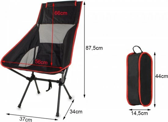 Merkloos Campingstoel Opvouwbaar - Zwart En Rood – Visstoel – Vouwstoel – Strandstoel – Inklapbaar – Lichtgewicht – Outdoor - Camping 4 Merkloos Campingstoel Opvouwbaar - Zwart En Rood – Visstoel – Vouwstoel – Strandstoel – Inklapbaar – Lichtgewicht – Outdoor - Camping - Afbeelding 2