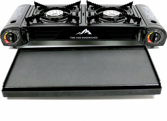 Time And Sandwiches T&S - Draagbaar Dubbel Gasvuur Met Grillplaat - Camping Kooktoestel - Kookstel - Bakplaat - Gasfornuis - 2 Pits - Elektrische Ontsteking - Kookvuur - Kampeer Vuur 6 Time And Sandwiches T&S - Draagbaar Dubbel Gasvuur Met Grillplaat - Camping Kooktoestel - Kookstel - Bakplaat - Gasfornuis - 2 Pits - Elektrische Ontsteking - Kookvuur - Kampeer Vuur - Afbeelding 4