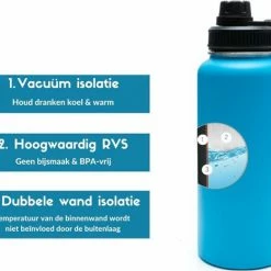 Quality Needz Drinkfles - Aqua Blue - 1 Liter - Extra Dop Met Rietje & Drinktuit - Waterfles Met Rietje - Isoleerfles - BPA Vrij - Lekvrij -Stroller shop 550x466 2