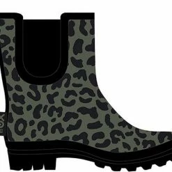 XQ Footwear - Regenlaarzen - Rubber Laarzen - Dames - Festival - Panterprint - Laag Model - Rubber - Groen - Zwart - Maat 40