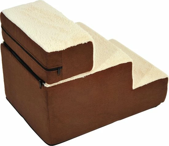 PawHut Hondentrap 3 Treden Kattentrap Huisdierentrap Huisdier Pluche Beige D06-004 4 PawHut Hondentrap 3 Treden Kattentrap Huisdierentrap Huisdier Pluche Beige D06-004 - Afbeelding 2