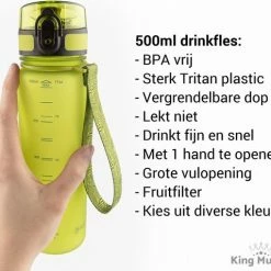 Drinkfles 500ml Groen - Sport Bidon Drinkbus - Tritan Hoge Kwaliteit King Mungo -Stroller shop 550x478