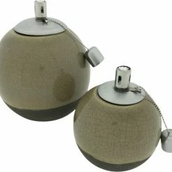 BMPdesign Set Van 2 Ronde Olielampen - Keramiek - 14 & 23 Cm