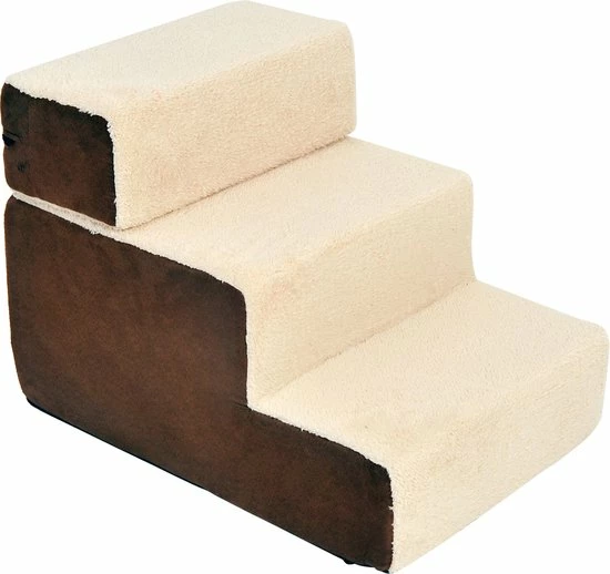 PawHut Hondentrap 3 Treden Kattentrap Huisdierentrap Huisdier Pluche Beige D06-004 3 PawHut Hondentrap 3 Treden Kattentrap Huisdierentrap Huisdier Pluche Beige D06-004