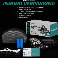 MM Brands Hoofdlamp - Hardloop & Wandel Lampjes - Militaire LED Verlichting - Zaklamp - Oplaadbaar - Waterdicht - Wit + Rood Licht -Stroller shop 550x525 1