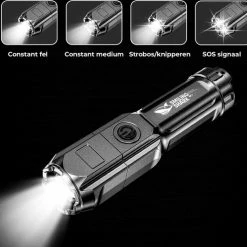 Multi Media Group Militaire Zaklamp - LED Zaklamp - Inzoombaar - USB Oplaadbaar - Spatwaterdicht - Incl Fiets Steun - 13x3cm -Stroller shop 550x530 9