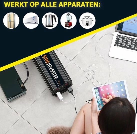 EnRise 12V-220V Zuivere Sinus Omvormer - 1500W/3000W - Pure Inverter + Controller 9 EnRise 12V-220V Zuivere Sinus Omvormer - 1500W/3000W - Pure Inverter + Controller - Afbeelding 7
