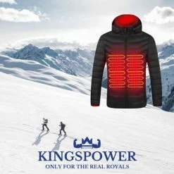 KingsPower Heated Jacket M Unisex - Incl. Powerbank - Elektrisch Verwarmde Winterjas Van Licht Polyester - Waterafstotend En Winddicht -Stroller shop 550x550 175
