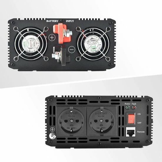 EnRise 12V-220V Zuivere Sinus Omvormer - 1500W/3000W - Pure Inverter + Controller 7 EnRise 12V-220V Zuivere Sinus Omvormer - 1500W/3000W - Pure Inverter + Controller - Afbeelding 5