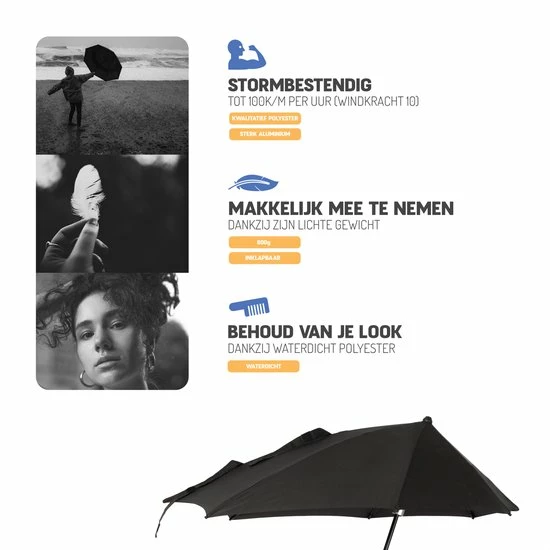 Mercadome Stormparaplu - Polsband - Paraplu - Beschermhoes - Regen - Wind - Zwart - Black Friday 2022 6 Mercadome Stormparaplu - Polsband - Paraplu - Beschermhoes - Regen - Wind - Zwart - Black Friday 2022 - Afbeelding 4