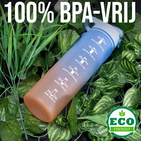 Sunnytree Waterfles Met Tijdmarkeringen -Motivatie Drinkfles - 1 Liter - Cadeau - Kleur Blauw-Oranje 7 Sunnytree Waterfles Met Tijdmarkeringen -Motivatie Drinkfles - 1 Liter - Cadeau - Kleur Blauw-Oranje - Afbeelding 5