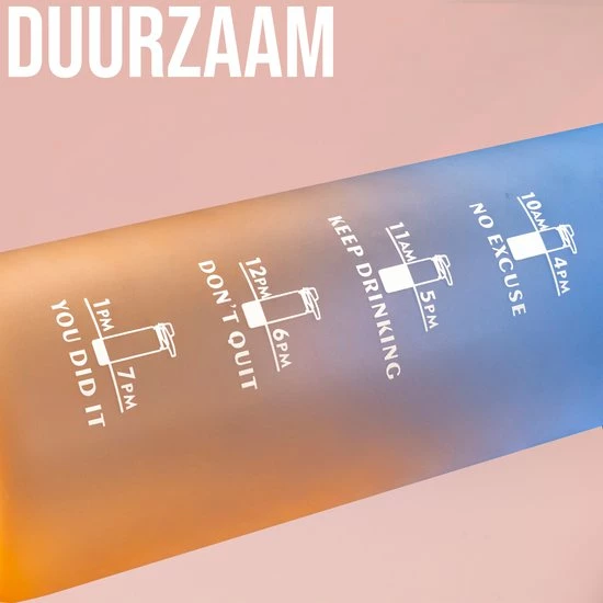 Sunnytree Waterfles Met Tijdmarkeringen -Motivatie Drinkfles - 1 Liter - Cadeau - Kleur Blauw-Oranje 8 Sunnytree Waterfles Met Tijdmarkeringen -Motivatie Drinkfles - 1 Liter - Cadeau - Kleur Blauw-Oranje - Afbeelding 6