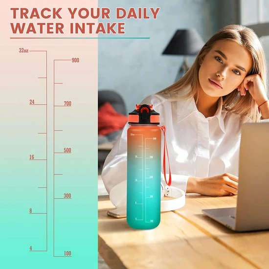 Merkloos Vision Oranje-Groene Waterfles Met Tijdmarkeringen | 1 Liter | Sport Waterfles | Drinkfles Met Rietje | Lekvrije Sportfles | Tritan Waterfles | BPA Vrij | Voor Sport, Fietsen, Kamperen, School, Sportschool | Tijdmarkering 9 Merkloos Vision Oranje-Groene Waterfles Met Tijdmarkeringen | 1 Liter | Sport Waterfles | Drinkfles Met Rietje | Lekvrije Sportfles | Tritan Waterfles | BPA Vrij | Voor Sport, Fietsen, Kamperen, School, Sportschool | Tijdmarkering - Afbeelding 7