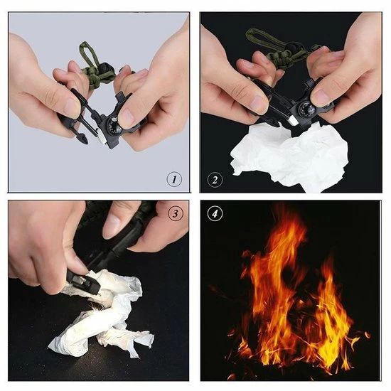 Paracord Survival Armband Met 15 Functies! - Groen - Handige & Comfortabele Reisgadget Met 15 Functies! - Stoere Survival Multi Tool - Multi Tool - Inclusief Magnesium Vuurstarter 5 Paracord Survival Armband Met 15 Functies! - Groen - Handige & Comfortabele Reisgadget Met 15 Functies! - Stoere Survival Multi Tool - Multi Tool - Inclusief Magnesium Vuurstarter - Afbeelding 3