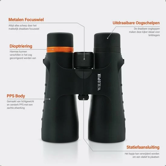Waterdichte Verrekijker Wildpix XD 10x50 - Compact En Gas Gevuld Voor Volwassenen - Vogelen , Wildlife En Outdoor - Zwart 15 Waterdichte Verrekijker Wildpix XD 10x50 - Compact En Gas Gevuld Voor Volwassenen - Vogelen , Wildlife En Outdoor - Zwart - Afbeelding 13