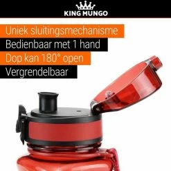 Drinkfles Herbruikbare Waterfles | 500 Ml Rood | Vaatwasserbestendig Drinkbus Bidon | King Mungo KMDF001 -Stroller shop 550x550 49