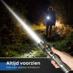 Rebela | Led Zaklamp Oplaadbaar | Flashlight | Aluminium | Waterproof | Inclusief Oplaadbare Batterij | High-Mid-Low-Strobe-SOS | T6 LED Police Flashlight -Stroller shop 550x550 497