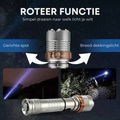 Rebela | Led Zaklamp Oplaadbaar | Flashlight | Aluminium | Waterproof | Inclusief Oplaadbare Batterij | High-Mid-Low-Strobe-SOS | T6 LED Police Flashlight -Stroller shop 550x550 498
