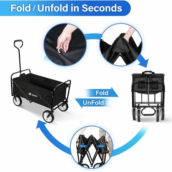 Rijoka Opvouwbare Bolderkar/Bolderwagen | Blauw 8 Rijoka Opvouwbare Bolderkar/Bolderwagen | Blauw - Afbeelding 6