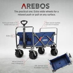 AREBOS Handkar | Transportwagen | Apparatuurwagen | Opvouwbaar | Blauw -Stroller shop 550x550 513