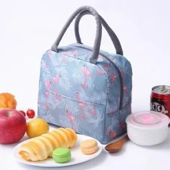 SIVAYES Lunchtas - Koeltas - Schooltas - Leuke Vrolijke Picknicktas - Kinderen & Volwassenen - Flamingo Grijs - Sinterklaascadeau - Kerstcadeau -Stroller shop 550x550 522