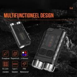 JGS Duo Zaklamp-Led-900 Lumen-USB-C-Oplaadbaar-Sleutelhanger-multifunctioneel-JGS Multicard -Stroller shop 550x550 557