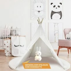 Skandika Tipi Tent Kinderen – Tipi Speeltent Voor Kinderen – Met Gewattteerde Vloermat – Kleine Raam - Katoen – Inclusief Opbergtas – 150 Cm Stahoogte – 115x115x152 Cm (LxBxH) – Kindertent Voor Kinderkamer – Binnen En Buiten – Camping, Tuin – Wit -Stroller shop 550x550 604