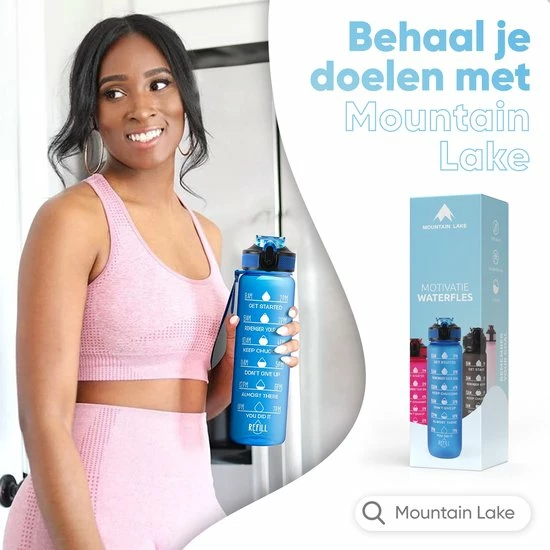 Mountain Lake™ Motivatie Waterfles – Motiverende Drinkfles Met Tijdmarkering – Drinkbeker Met Rietje - Bidon Volwassenen - 1 Liter 8 Mountain Lake™ Motivatie Waterfles – Motiverende Drinkfles Met Tijdmarkering – Drinkbeker Met Rietje - Bidon Volwassenen - 1 Liter - Afbeelding 6