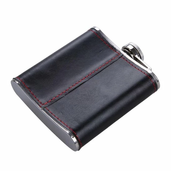 AA Commerce Luxe RVS Leder Drinkfles - 180ml 6 AA Commerce Luxe RVS Leder Drinkfles - 180ml - Afbeelding 4