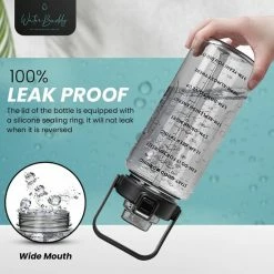 WaterBuddy Waterfles 2 Liter - Waterfles Met Rietje - Grote Waterfles - Sportbidon - Twee Liter Waterfles - Sportfles - Sportfles Fitness - Bottle 2 Liter- Drinkfles - Schenkfles - Roze Transparant - Waterflessen- Waterfles 2 Liter Met Tijdmarkering -Stroller shop 550x550 719