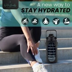 WaterBuddy Waterfles 2 Liter - Waterfles Met Rietje - Grote Waterfles - Sportbidon - Twee Liter Waterfles - Sportfles - Sportfles Fitness - Bottle 2 Liter- Drinkfles - Schenkfles - Roze Transparant - Waterflessen- Waterfles 2 Liter Met Tijdmarkering -Stroller shop 550x550 720