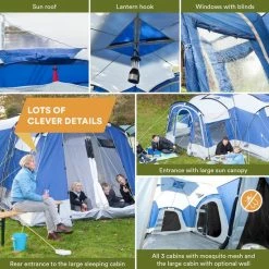 Skandika Nimbus 8 Tent – Tenten – Familietent - Campingtent – Voor 8 Personen – Koepeltent – Muggengaas – 3 Zwarte Slaapcabines - 215 Cm Stahoogte – 615 X 605 X 215 Cm (LxBxH) – 5000 Mm Waterkolom – Outdoor, Camping, Tuin – Kamperen – Blauw/wit 11 Skandika Nimbus 8 Tent – Tenten – Familietent - Campingtent – Voor 8 Personen – Koepeltent – Muggengaas – 3 Zwarte Slaapcabines - 215 Cm Stahoogte – 615 X 605 X 215 Cm (LxBxH) – 5000 Mm Waterkolom – Outdoor, Camping, Tuin – Kamperen – Blauw/wit -Stroller shop 550x550 791