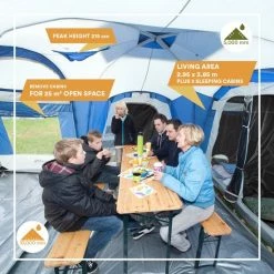 Skandika Nimbus 8 Tent – Tenten – Familietent - Campingtent – Voor 8 Personen – Koepeltent – Muggengaas – 3 Zwarte Slaapcabines - 215 Cm Stahoogte – 615 X 605 X 215 Cm (LxBxH) – 5000 Mm Waterkolom – Outdoor, Camping, Tuin – Kamperen – Blauw/wit 16 Skandika Nimbus 8 Tent – Tenten – Familietent - Campingtent – Voor 8 Personen – Koepeltent – Muggengaas – 3 Zwarte Slaapcabines - 215 Cm Stahoogte – 615 X 605 X 215 Cm (LxBxH) – 5000 Mm Waterkolom – Outdoor, Camping, Tuin – Kamperen – Blauw/wit -Stroller shop 550x550 795