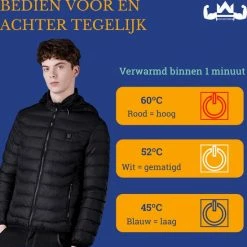 KingsPower Heated Jacket M Unisex - Incl. Powerbank - Elektrisch Verwarmde Winterjas Van Licht Polyester - Waterafstotend En Winddicht -Stroller shop 550x552 1
