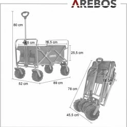 AREBOS Handkar | Transportwagen | Apparatuurwagen | Opvouwbaar | Blauw -Stroller shop 550x555 9