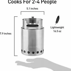 Solo Stove Titan Draagbare Kooktoestel. Geen Vloeibare Brandstof Nodig. Krachtige Efficiënte Houtverbranding En Weinig Rook. Voor 2-4 Personen, 304 Roestvrijstaal, Compact ⌀ 20 Cm, Hoogte 13 Cm, 468g. -Stroller shop 550x559 4