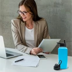 Quality Needz Drinkfles - Aqua Blue - 1 Liter - Extra Dop Met Rietje & Drinktuit - Waterfles Met Rietje - Isoleerfles - BPA Vrij - Lekvrij -Stroller shop 550x560 9