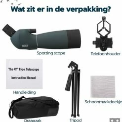 Zoomble® Spotting Scope - 25x75 Zoom - Met Draagzak, Tripod & Telefoonhouder - 70 Mm Lens - Voor Vogelspotten, Natuur, Outdoor & Jagen - Monoculair - Monokijker - Black Friday 2022 - Sinterklaas -Stroller shop 550x561