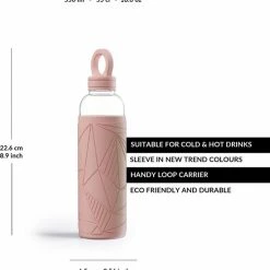 Libbey Waterfles - Glazen Drinkfles - 550 Ml - French Rose -Stroller shop 550x563 5