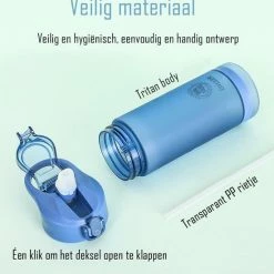 Diller Waterfles Met Rietje - Drinkfles - Handig Sluitsysteem - 750ml - Wit - Tritan & BPA-vrij -Stroller shop 550x566 2