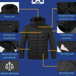 KingsPower Heated Jacket M Unisex - Incl. Powerbank - Elektrisch Verwarmde Winterjas Van Licht Polyester - Waterafstotend En Winddicht -Stroller shop 550x571 1