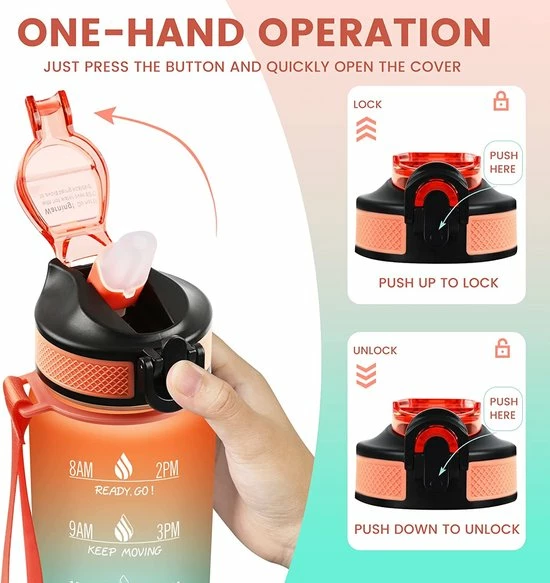 Merkloos Vision Oranje-Groene Waterfles Met Tijdmarkeringen | 1 Liter | Sport Waterfles | Drinkfles Met Rietje | Lekvrije Sportfles | Tritan Waterfles | BPA Vrij | Voor Sport, Fietsen, Kamperen, School, Sportschool | Tijdmarkering 5 Merkloos Vision Oranje-Groene Waterfles Met Tijdmarkeringen | 1 Liter | Sport Waterfles | Drinkfles Met Rietje | Lekvrije Sportfles | Tritan Waterfles | BPA Vrij | Voor Sport, Fietsen, Kamperen, School, Sportschool | Tijdmarkering - Afbeelding 3